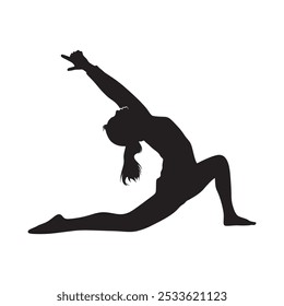 Yoga girl silhouette. Gymnast girl silhouette. Yoga Woman Silhouette. Yoga pose for relaxation and meditation.