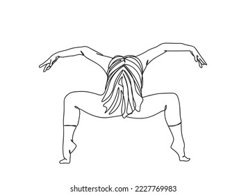 Yoga Girl Single line art drawing, black and white minimal Vector illustration. for Logo, Wall décor