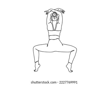 Yoga Girl Single line art drawing, black and white minimal Vector illustration. for Logo, Wall décor