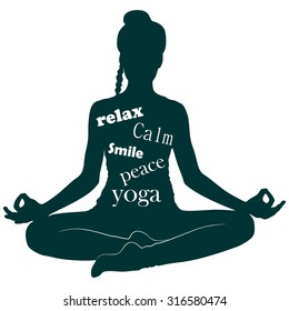 yoga girl sitting in Ardha Padmasana, half lotus posture, Siddhasana, asana for meditation, breathing exercises