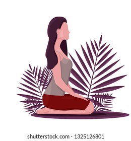 Yoga girl vector set