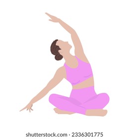 Yoga  girl workout  on white background.  Healthy lifestyle. Body stretching. pink sportswear