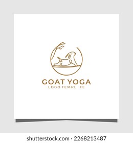 Yoga goat line art minimalist premium logo design template