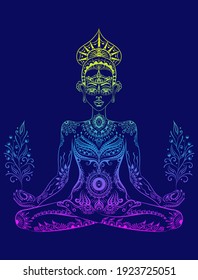 yoga goddess relax mandala vector