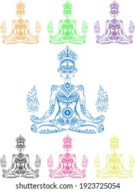 yoga goddess relax mandala vector