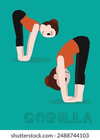 Yoga Gorilla Padahastasana Cartoon Vector Illustration