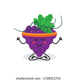yoga grape fruit cute character mascot vector design