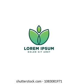 yoga green flower logo template vector illustrator
