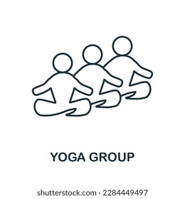 Icono de línea de grupo de yoga. Elemento sencillo de la colección de yoga. Icono de esquema del Grupo de Yoga Creativo para diseño web, plantillas, infografías y más