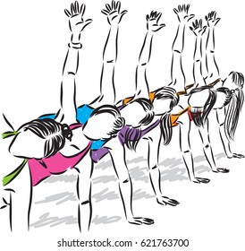 yoga group of women vector illustration