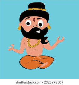 Yoga Guru Baba.  Vector Illustration. isolated on light blue background.