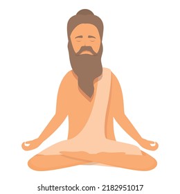 Yoga guy icon cartoon vector. Indian man. Guru person