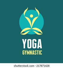 Yoga gymnastic - vector logo template concept illustration. Human character sign. Sport fitness symbol. Healthy icon. Design element. 