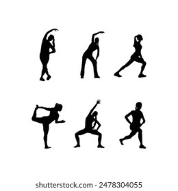 yoga gymnastics sports silhouettes collection