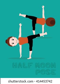 Yoga Half Moon Pose Cartoon Vector Illustration