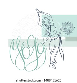 Yoga. Hand drawn girl on white background. Vector sketch illustration.