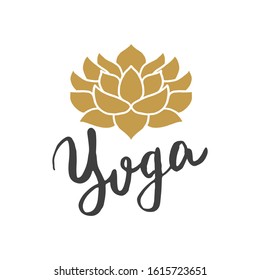 Yoga Hand Drawn labels Set. Calligraphic Letterings with sketch doodle elements. Vector illustration.