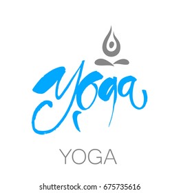 YOGA. Hand drawn lettering. Vector design for invitation, greeting card, prints poster, T-shirts, bags, logos.