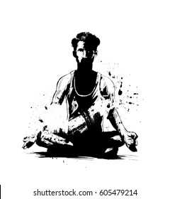 Yoga Hand Drawn Sketch Vector illustration.
