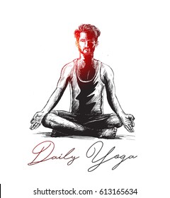 Yoga Hand Drawn Sketch Vector illustration.