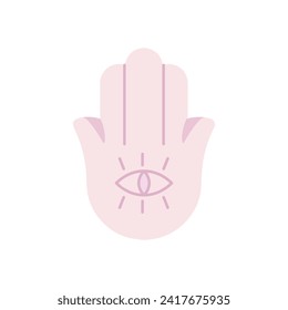 Yoga Hand, Hamsa, Evil Eye , cartoon style isolated on white background