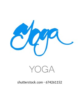 Yoga hand lettering. Design template. Vector illustration.