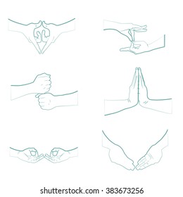Yoga. Hand in mudra. Vector illustration. Yogic gesture.