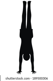 yoga - handstand , vector icon