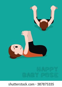 Yoga Happy Baby Pose Cartoon Vector Illustration