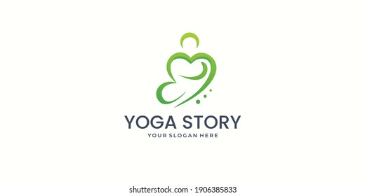 Yoga health story vector template.logo design concept,medical,health care,story. Premium Vector