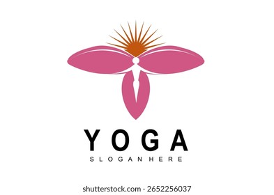 Yoga health woman active sport logo design illustration