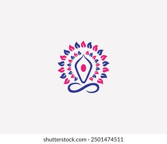 Yoga hipster logo diseño Vector icono Plantilla.