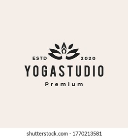 yoga hipster vintage logo vector icon illustration