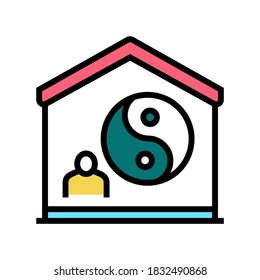 yoga en el vector de iconos de color de casa. yoga en el letrero de casa. ilustración de símbolo aislado