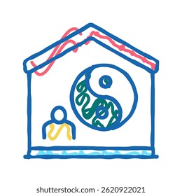 yoga at home doodle icon sketch vector. yoga at home sign. isolated symbol illustration