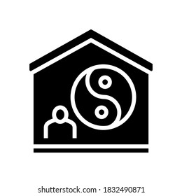 yoga at home glyph icon vector. yoga at home sign. isolated contour symbol black illustration