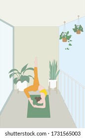 Yoga at Home, Healthy at Home, Yoga Pose, Balcony, Quarantine