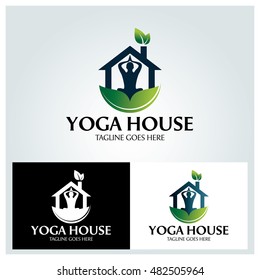 Yoga House logo design template ,Yoga center logo design concept ,Vector illustration