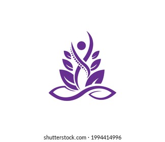 YOGA and human meditation in lotus flower logo design vector illustration.