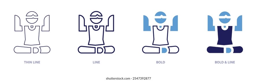 Yoga Icon in 4 verschiedenen Stilen. Dünne Linie, Linie, Fett und Fette Linie. Duotone-Stil. Bearbeitbarer Strich.