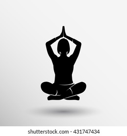 yoga icon calm stretching symbol wellness pose sign on white background.