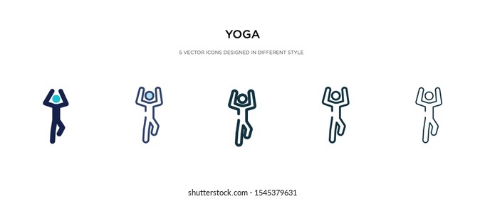 yoga icon in different style vector illustration. two colored and black yoga vector icons designed in filled, outline, line and stroke style can be used for web, mobile, ui