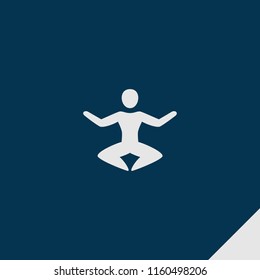 Yoga icon. emblem isolated on dark blue background. yoga icon in filled style for graphic and web design, logo, ui/ux design