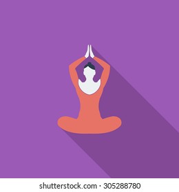 Yoga icon. Flat vector related icon with long shadow for web and mobile applications. It can be used as - logo, pictogram, icon, infographic element. Vector Illustration.