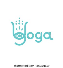 Yoga icon with indian ethnic elements.