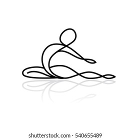 Yoga icon isolated on white background. Vector yoga woman logotype in line style. Outline design symbol.