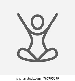 Símbolo de línea de icono del yoga. Ilustración vectorial aislada del concepto de signo de meditación para el diseño de la interfaz de usuario del logotipo de la aplicación móvil del sitio web.