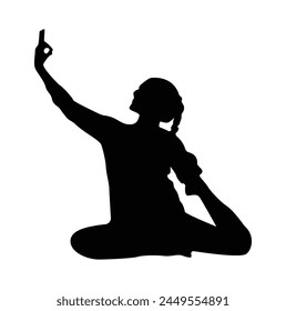 Yoga icon, logo on white background. yoga. lotus position silhouette. vector shape. Black and white yoga icon. Vector.
