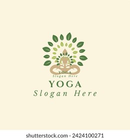 

Icono de yoga. Plantilla de logotipo en un fondo ligero. Logotipo vector para el centro de spa, centro de yoga y estudio de yoga. Elemento de diseño gráfico de plantilla.
