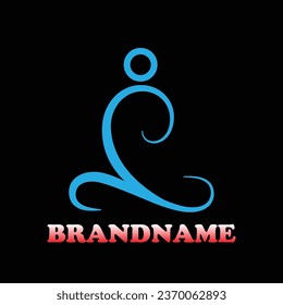 Icono del yoga y diseño plano de la iluminación del vector de logotipos